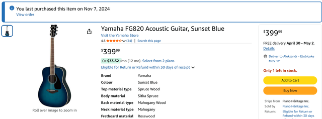 Yamaha Acoustic Guitar - Photo 2
