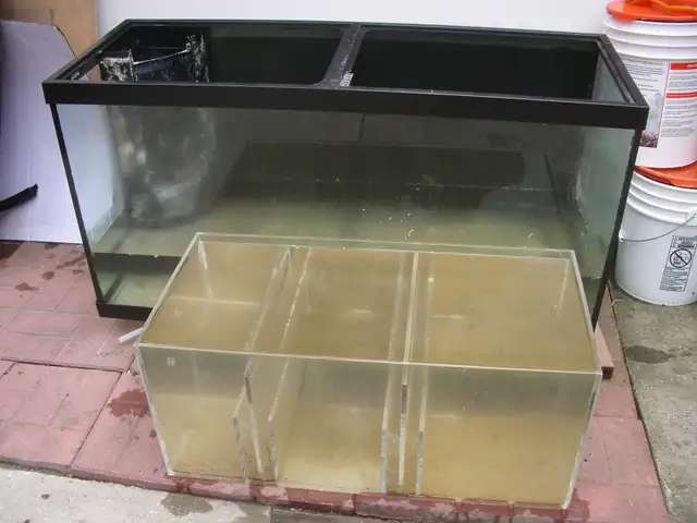 FOR SALE 90 GALLON TANK, SUMP FILTER, CABINET STAND $250