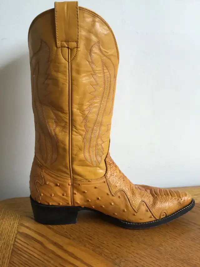 Vintage 90s La Mexicana Ostrich Boots - Size 10 - Handmade