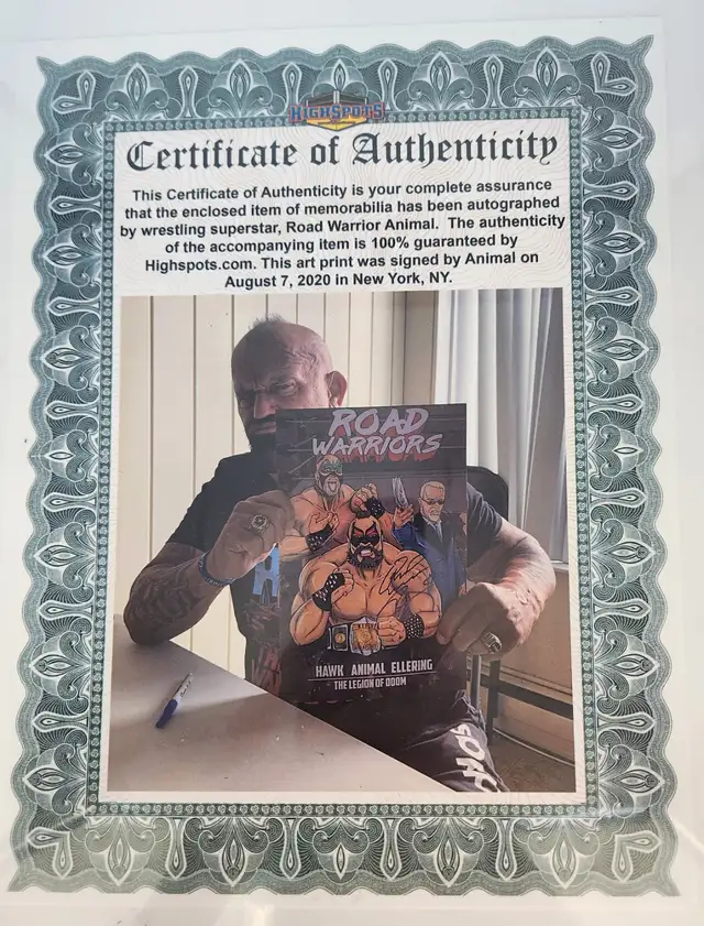 Road Warriors Autographed Poster Signed by Animal with C.O.A. - Photo 3