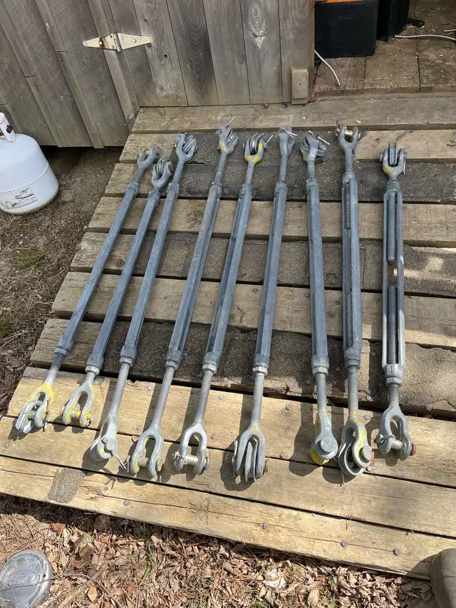 Nine 36 inch turnbuckles
