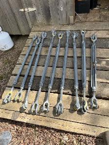 Nine 36 inch turnbuckles