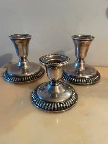 Three vintage candle holders by BIRKS REGENCY PLATE