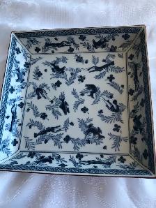 Beautiful matching Blue and White platter and  teapot