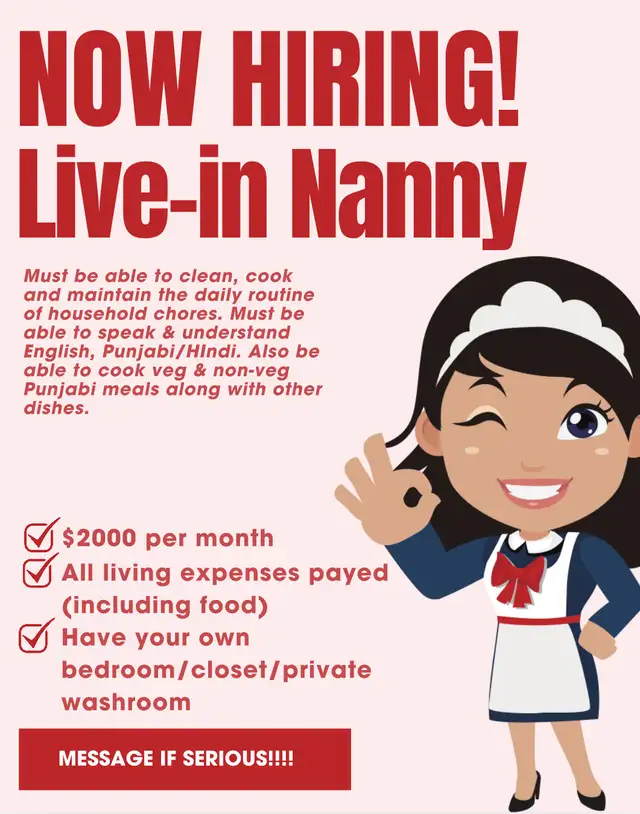 HIRING LIVE IN CARETAKER