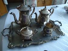 SILVER PLATED TEA - COFFEE SET WITH TRAY