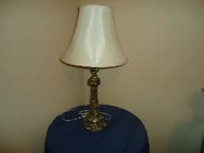 TABLE LAMP BRASS BASE WITH WHITE SHADE