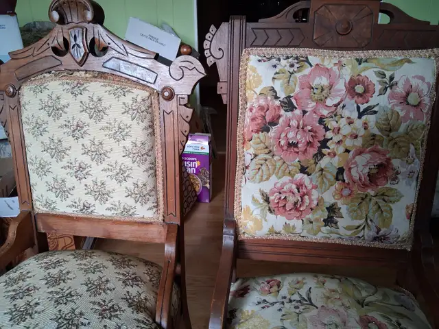 FIVE VINTAGE HARDWOOD CHAIRS FOR SALE