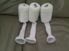 3 PROTECTEURS NEUFS POUR BATONS GOLF NUMÉROS 1,3x5: $5.00 CHACUN