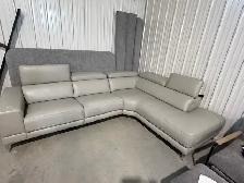 Grey leather sectional with power seat