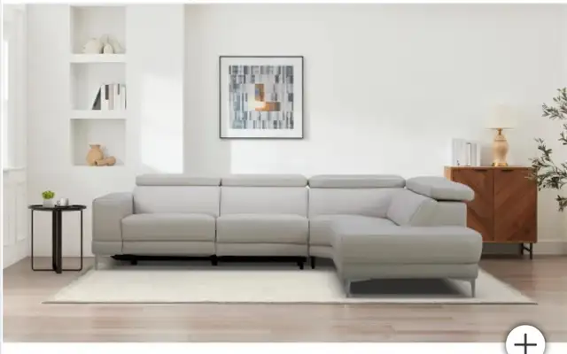 Grey leather sectional with power seat - Photo 4