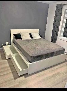 2 Storage Ikea Malam made (Brand New) Bed Frame & Mattress for