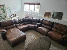 Dark Brown 100% Leather Sectional!