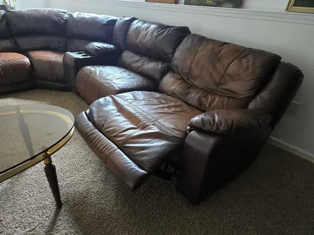 Dark Brown 100% Leather Sectional! - Photo 2