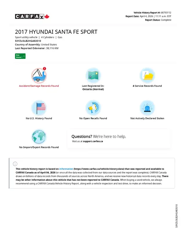 2017 Hyundai Santa Fe Sport Premium, 2.4L 4cyl, One Owner - Photo 2