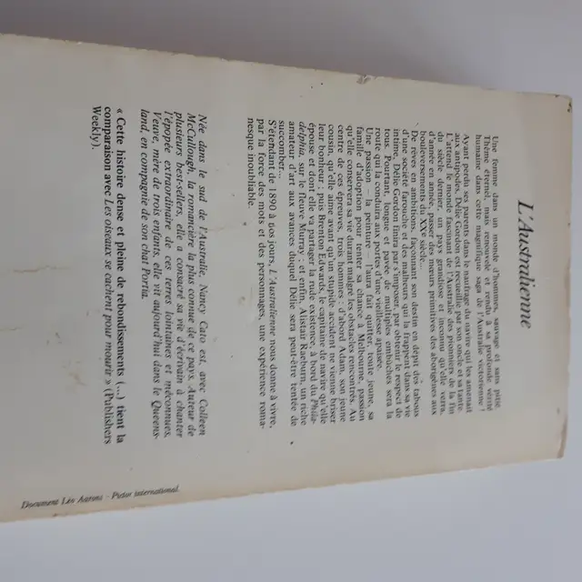LIVRE NEUF DE NANCY CATO 550 PAG 5 ROMANS:L'AUSTRALIENNE, AU FIL - Photo 2