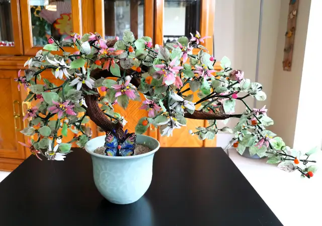 Ancient Style Jade Glass Flower Tree