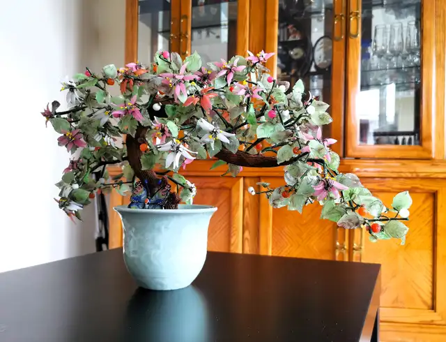 Ancient Style Jade Glass Flower Tree - Photo 2