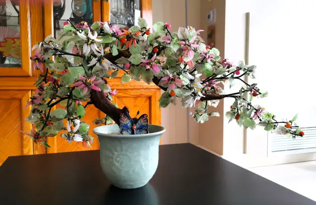 Ancient Style Jade Glass Flower Tree - Photo 3