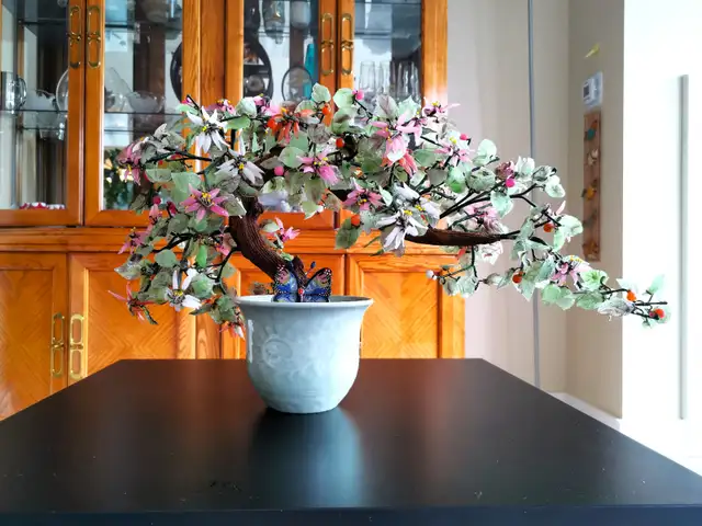 Ancient Style Jade Glass Flower Tree - Photo 4