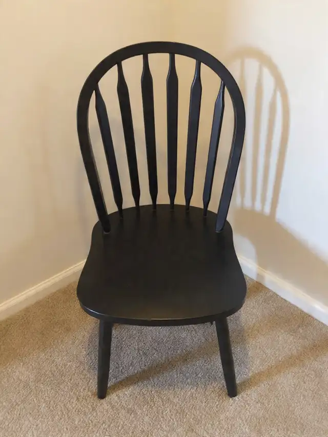 slat-back solid wood black dining chair- I have LOTS of chairs