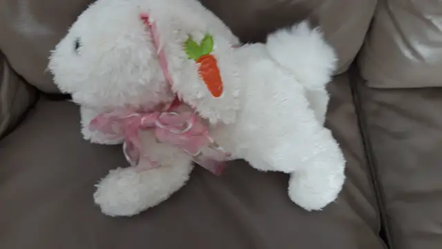 BEAU LAPIN NEUF BLANC ROSE DE 12'LONGx8'HAUT SUPER-DOUX: $10.00 - Photo 2