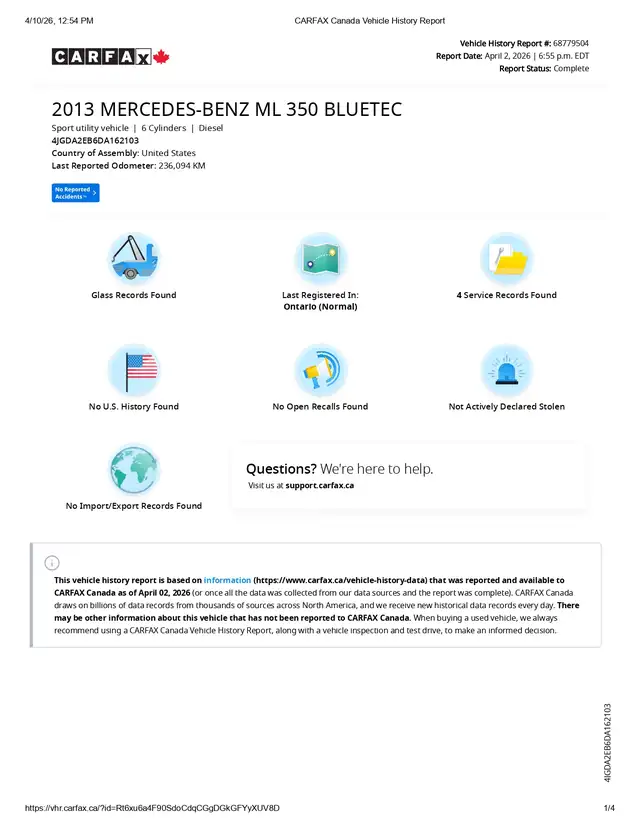 2013 Mercedes-Benz M-Class ML 350 BlueTEC, No Accidents, Service - Photo 2