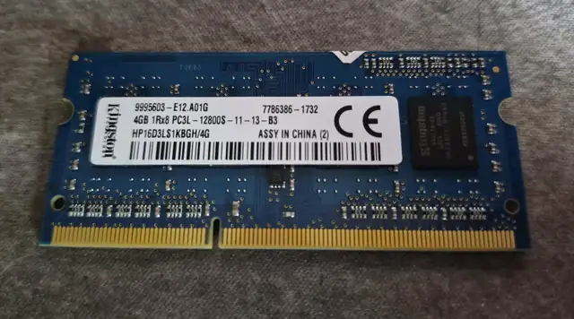 KINGSTON 4GB DDR3L LAPTOP RAM – 1600MHz – TESTED – $10