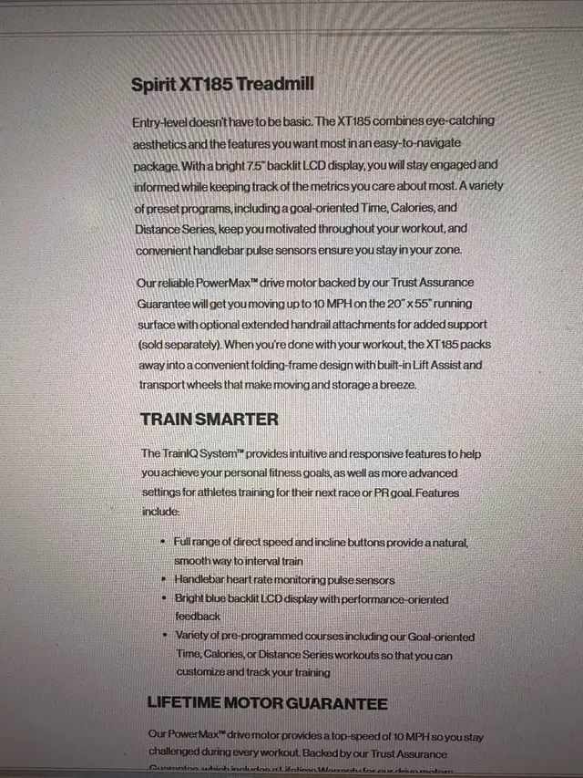 Like New Spirit XT 185 Treadmill - Photo 2