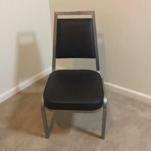 Black banquet chair with metal frame- I have LOTS of chairs here