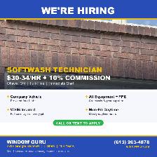 Softwash Technician — $30-34/hr   10% Commission (Ottawa)