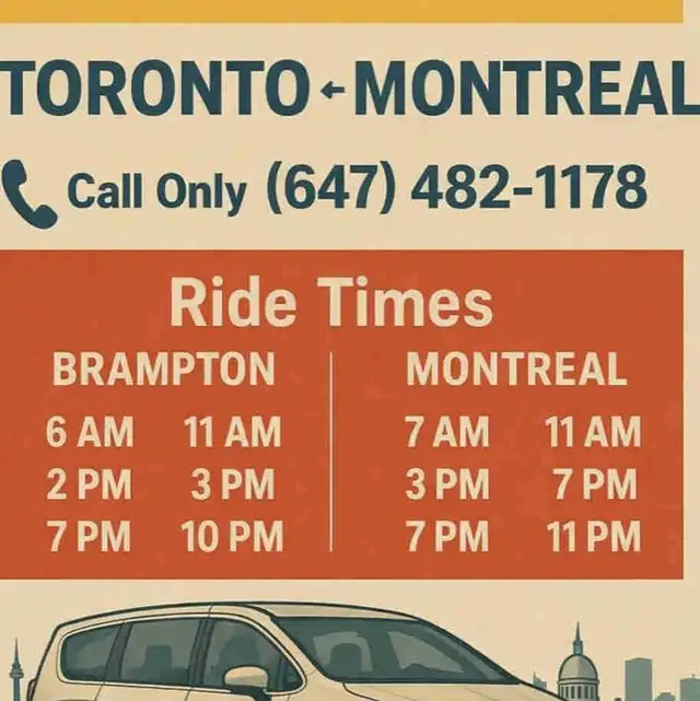 Montreal to Brampton Daily Rideshare