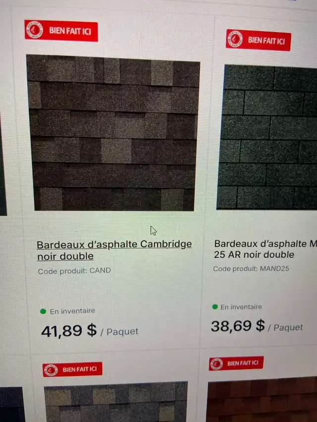 Bardeaux d'asphalte, bardeaux de départ, bardeau faîte