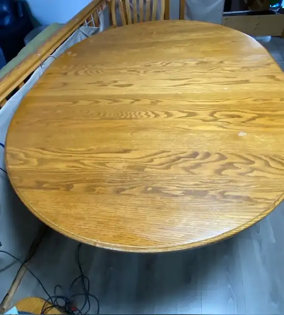 SOLID OAK Large oval dining room table and 4 chairs - Photo 2