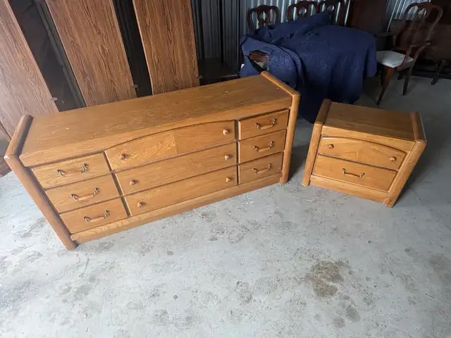 Free delivery used Oak Dresser and Nightstand - Photo 2