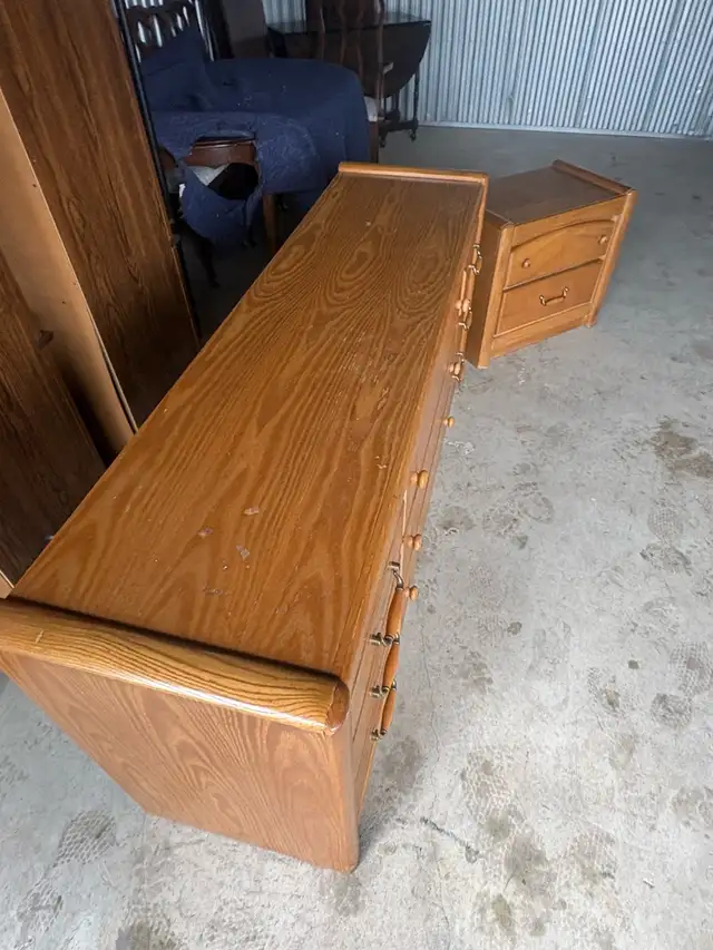 Free delivery used Oak Dresser and Nightstand - Photo 3