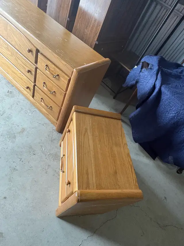 Free delivery used Oak Dresser and Nightstand - Photo 5