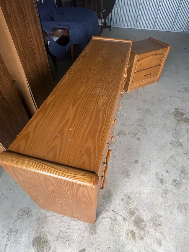 Free delivery used Oak Dresser and Nightstand - Photo 6