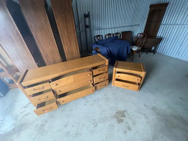 Free delivery used Oak Dresser and Nightstand - Photo 8