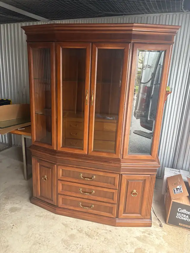 Free delivery used Wooden China Cabinet with Glass Doors - Photo 2