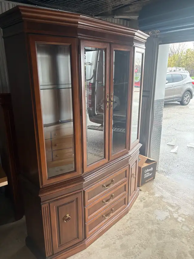 Free delivery used Wooden China Cabinet with Glass Doors - Photo 6