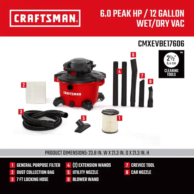 CRAFTSMAN (12 Gallon) 6 HP Wet/Dry ' - Photo 2