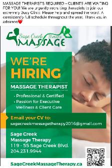 Urgent! Massage Therapist Required