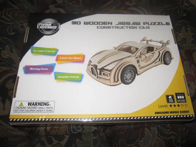 NEW THINK GIZMOS 3D WOODEN JIGSAW PUZZLE CONSTRUCTION CAR