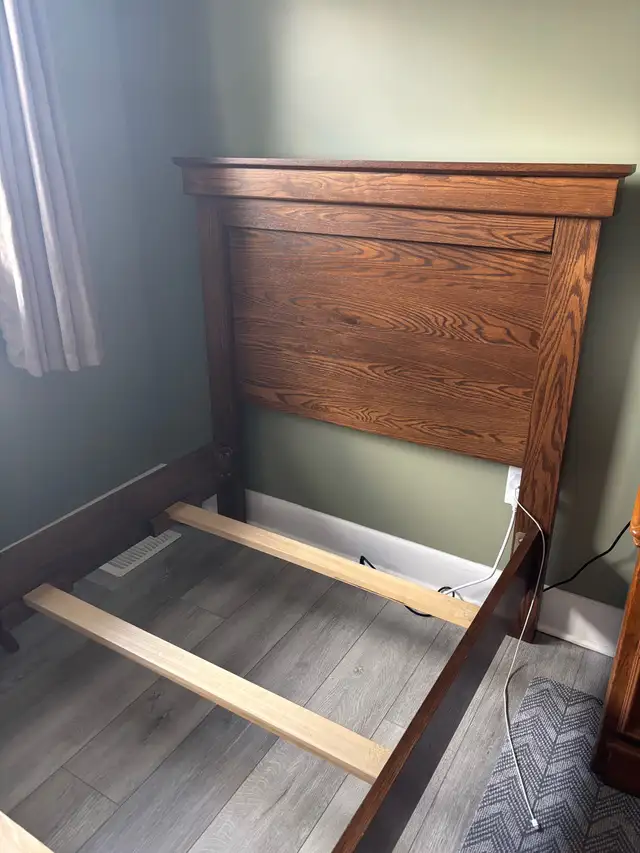 wooden single bed