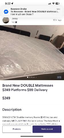 Brand New DOUBLE Pillowtops $299 Platform $99 - Photo 5
