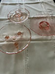 Vintage pink glass serving trays