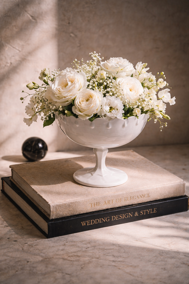 Vintage Milk Glass Pedestal Bowl Vase