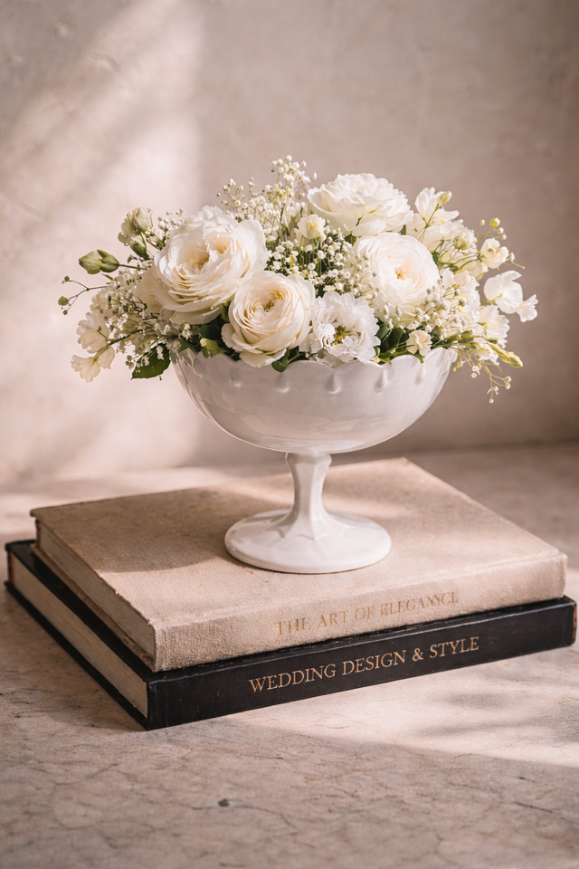 Vintage Milk Glass Pedestal Bowl Vase - Photo 2