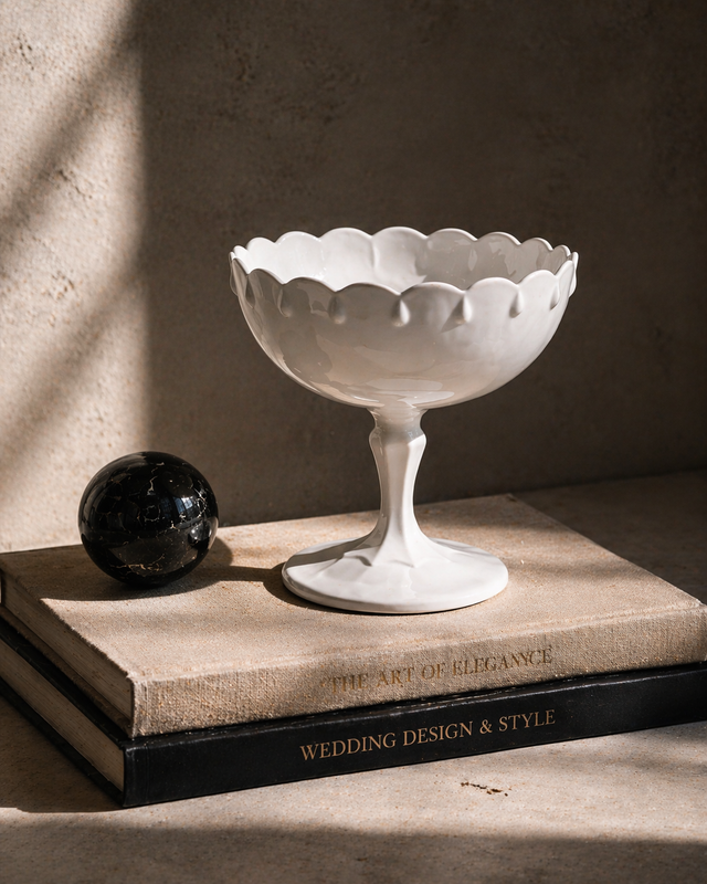 Vintage Milk Glass Pedestal Bowl Vase - Photo 3